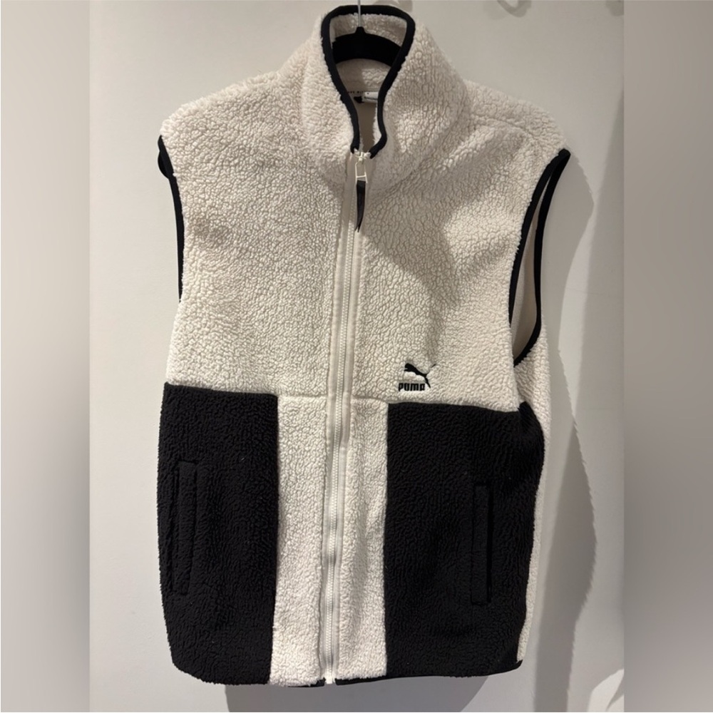 Puma Black and White Fleece Vest